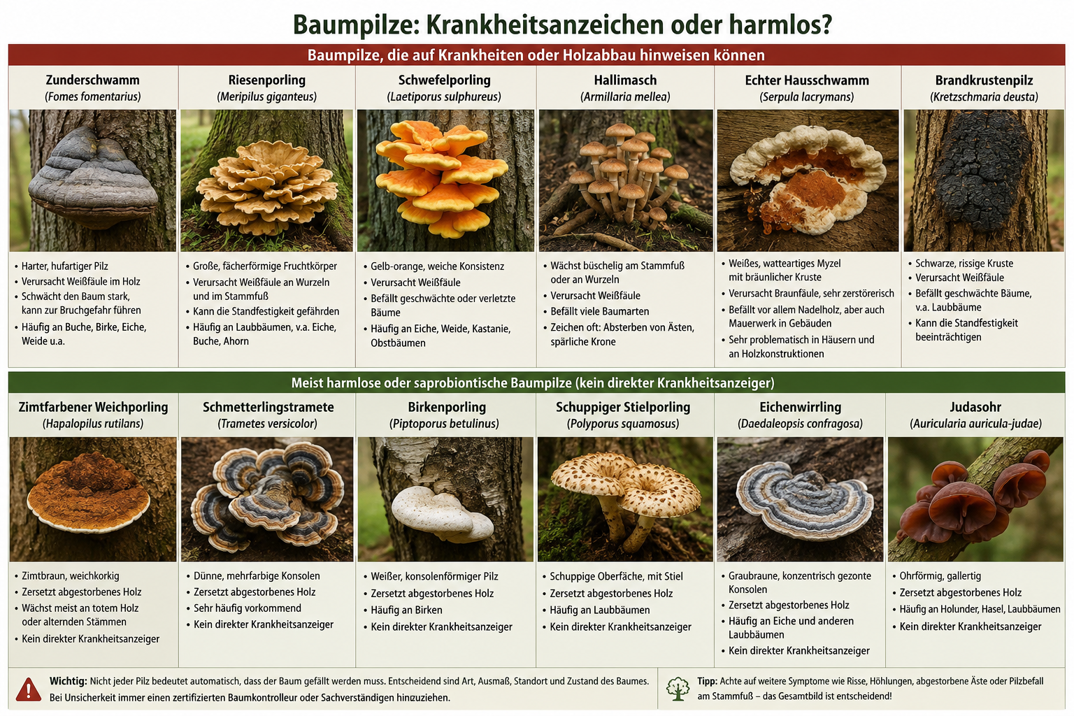 Baumpilze an einem Baumstamm